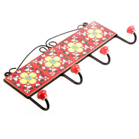 Red Yellow Flower Tiles Hooks